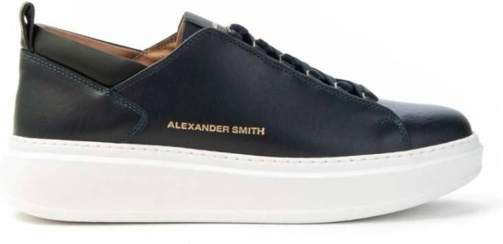 Alexander Smith Platform Sneakers Leren Zool Italië Blue Heren