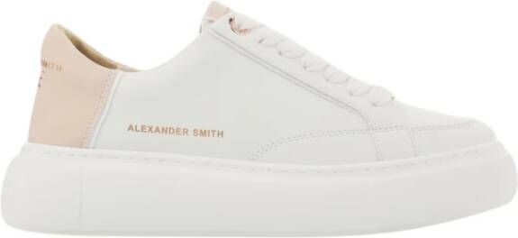 Alexander Smith Greenwich Sneakers met Roze Details White Dames