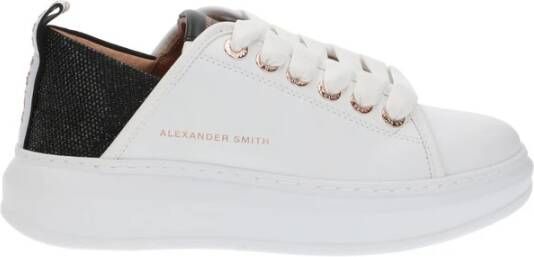 Alexander Smith Leren Sneaker Wit Zwart White Dames