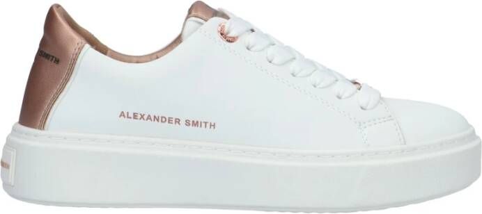 Alexander Smith Witte Koperen Leren Sneaker White Dames