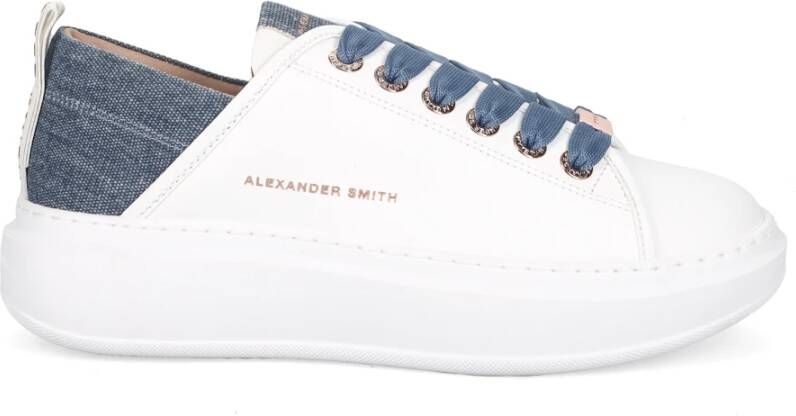 Alexander Smith Wembley Wit Denim Sneakers White Dames