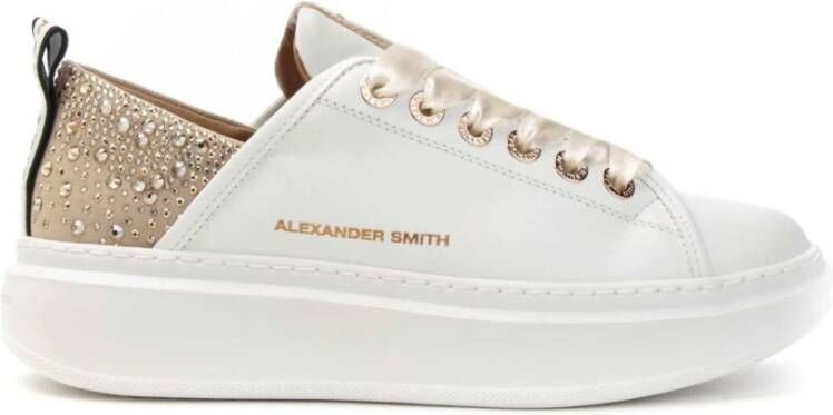 Alexander Smith Wembley Wit Goud Strass Sneakers White Dames