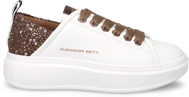 Alexander Smith Wembley Witte Leren Sneakers met Strass White Dames