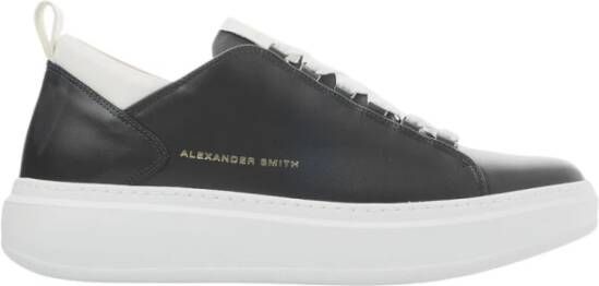 Alexander Smith Wembley Zwart Wit Leren Sneakers Black Heren