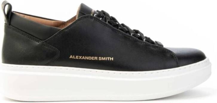 Alexander Smith Wembley Zwarte Leren Sneakers Mannen Black Heren