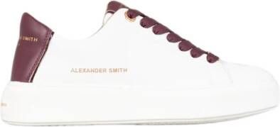 Alexander Smith Wit Bordeaux Leren Sneakers White Dames