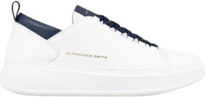 Alexander Smith Witte-blauwe leren sneakers Wembley stijl White Heren