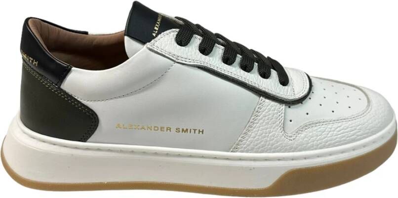 Alexander Smith Witte Groene Sneaker met Pelle Stijl White Heren