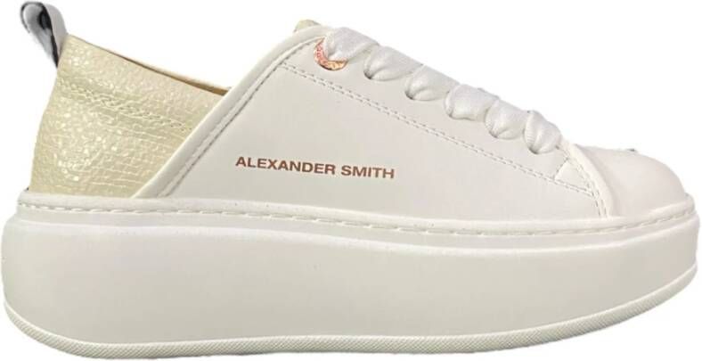 Alexander Smith Witte Leren Hoge Sneaker White Dames