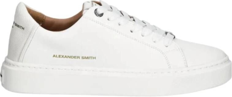 Alexander Smith Witte Sneakers met Gehamerd Leer White Heren