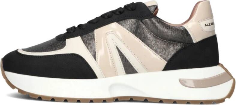 Alexander Smith Zwarte leren lage sneakers met gouden panelen Multicolor Dames