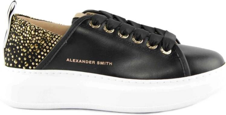 Alexander Smith Zwarte Gouden Stijlvolle Sneakers Black Dames