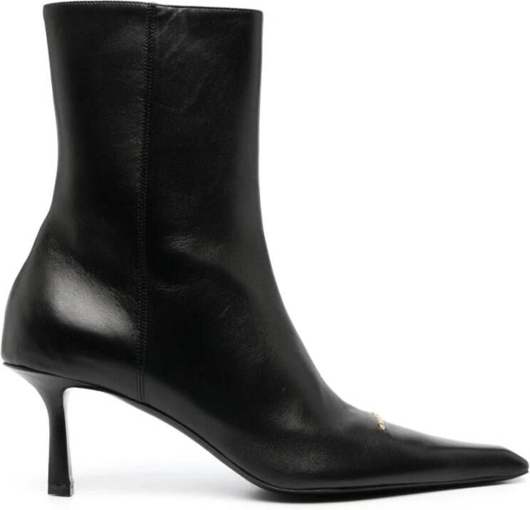 alexander wang Viola Leren Laarzen met Goudkleurig Logo Black Dames