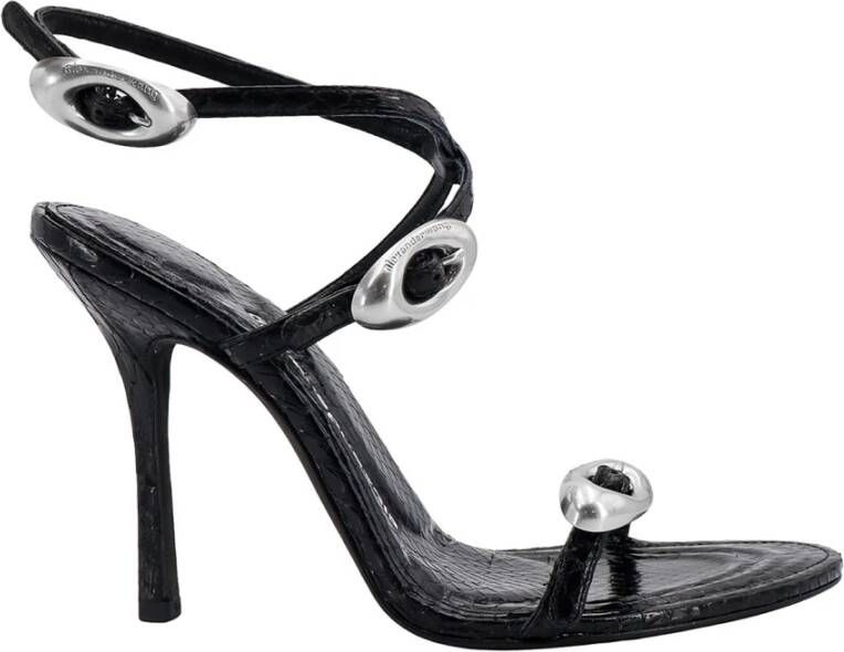 Alexander wang Zwarte Leren Stiletto Sandalen Black Dames