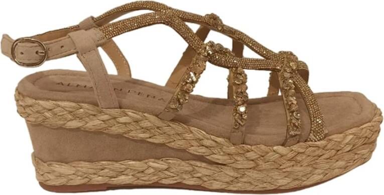 Alma en Pena Beige Casual Dames Sandalen Hennepzool Beige Dames