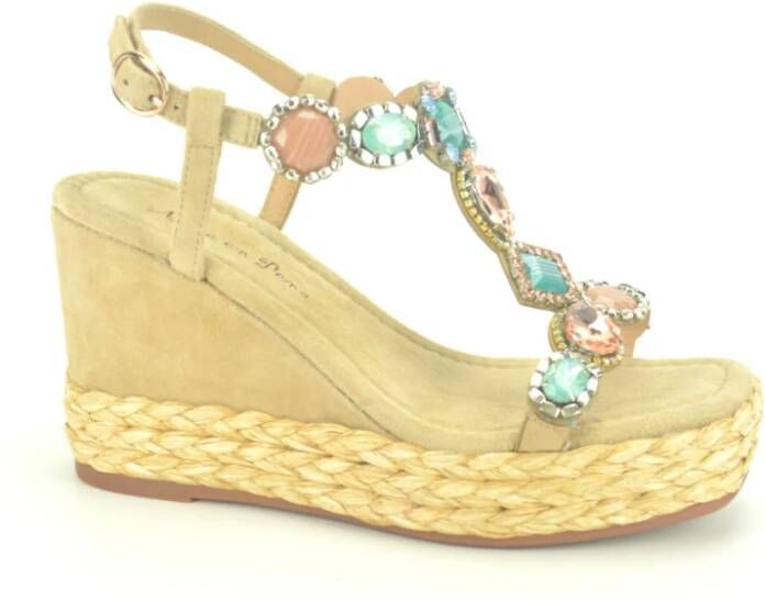 Alma en Pena Beige Sand Wedges met Kleurstras Spie Beige Dames