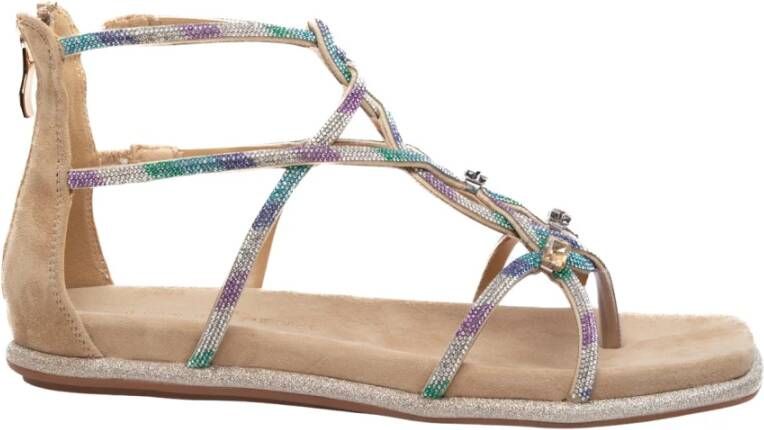 Alma en Pena Beige Strass Sandalen met Gevlochten Banden Multicolor Dames