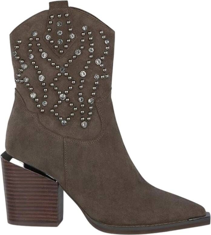 Alma en Pena Beige Suède Dames Cowboylaarzen Beige Dames