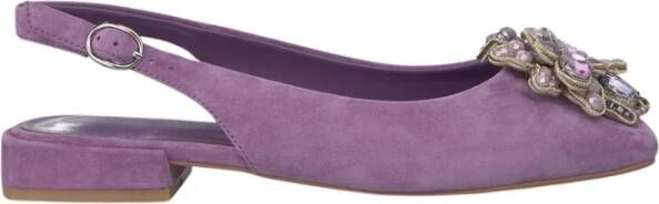 Alma en Pena Bloemen platte schoen Purple Dames
