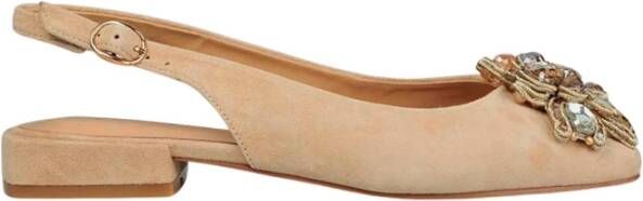 Alma en Pena Bloemversierde platte schoen Beige Dames