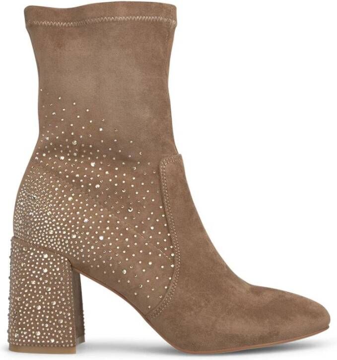 Alma en Pena Blokhak enkellaarsje met strass Beige Dames