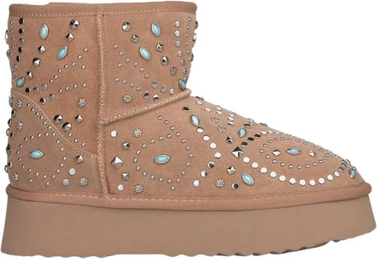 Alma en Pena Bont bootie met studs Beige Dames