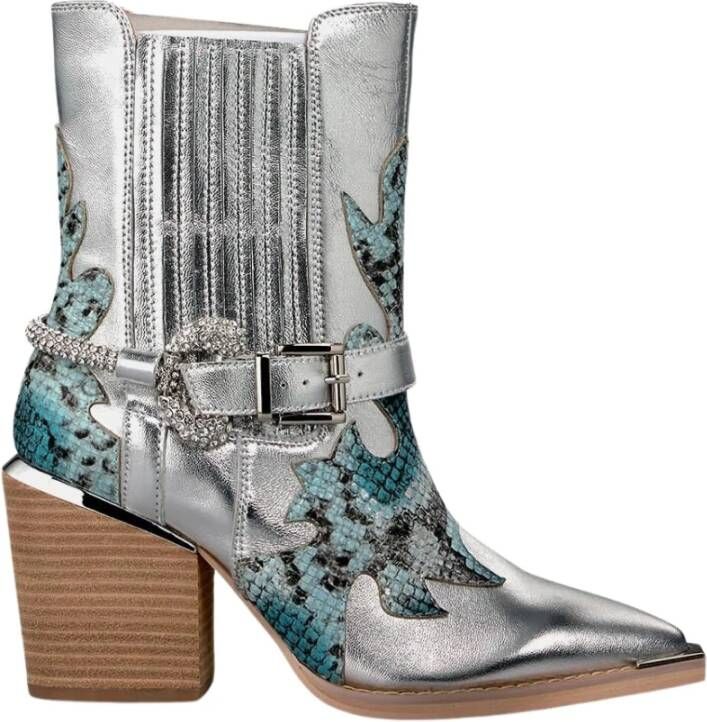 Alma en Pena Cowboy Bootie met geborduurde schacht Blue Dames