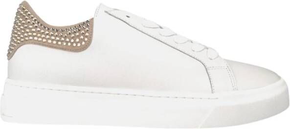 Alma en Pena Dames Leren Sneaker met Strass Detail White Dames