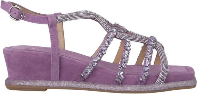 Alma en Pena Elegante Interlaced Sandaal met Strass Detail Purple Dames