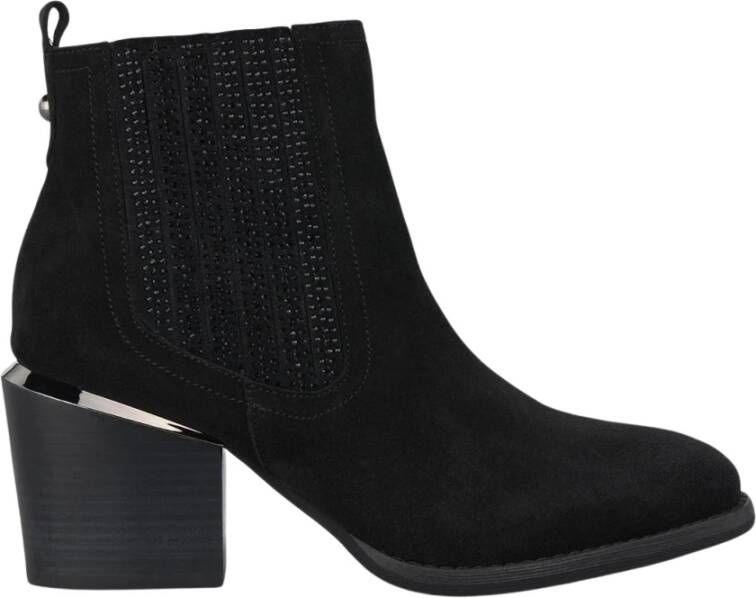 Alma en Pena Enkellaars hakdetail Black Dames