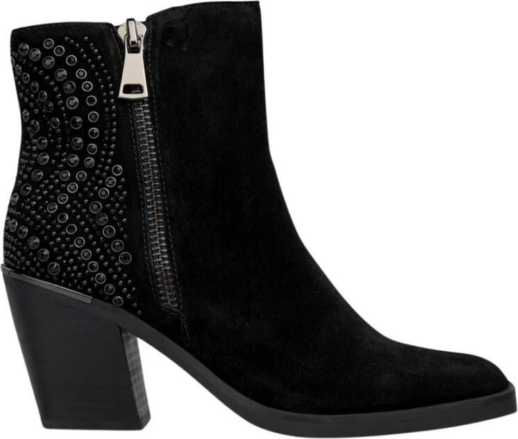 Alma en Pena Enkellaars met dubbele rits en studs Black Dames