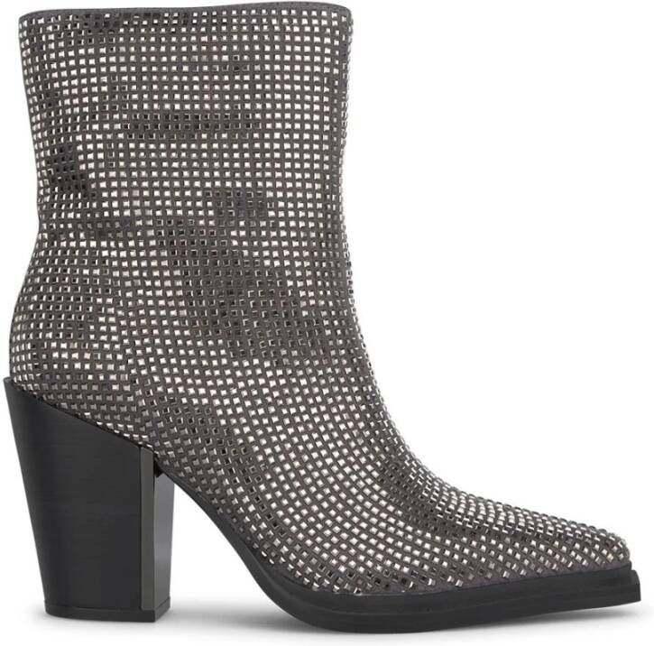 Alma en Pena Enkellaars met hak bedekt met strass Gray Dames