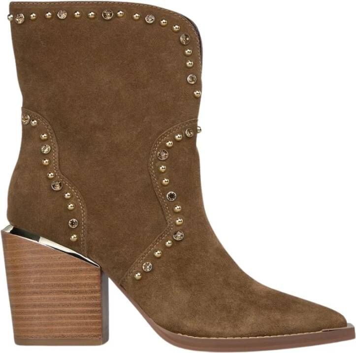 Alma en Pena Enkellaars met split en studs Brown Dames