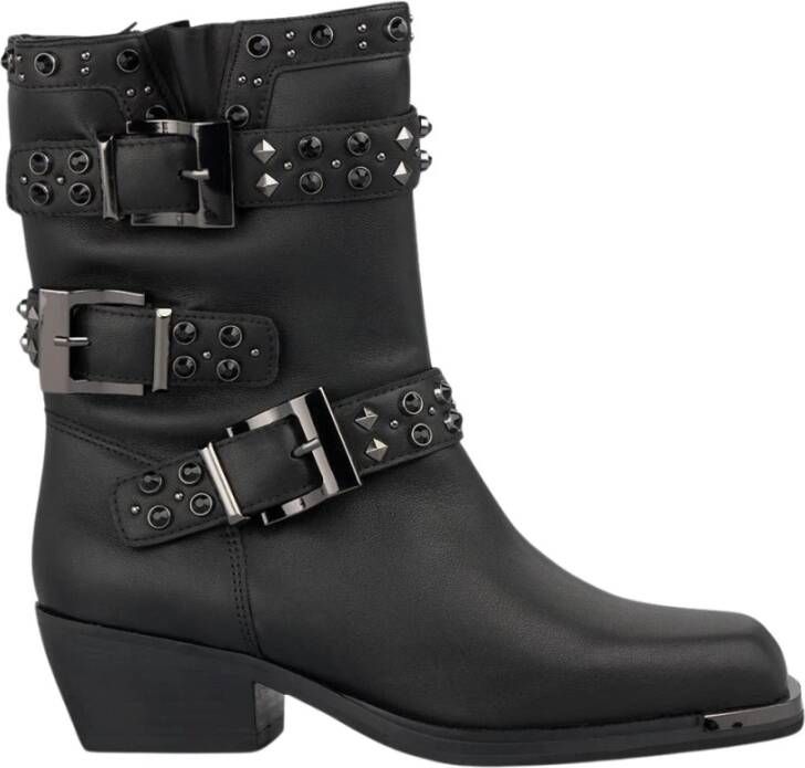 Alma en Pena Enkellaars met studs en gespen Black Dames