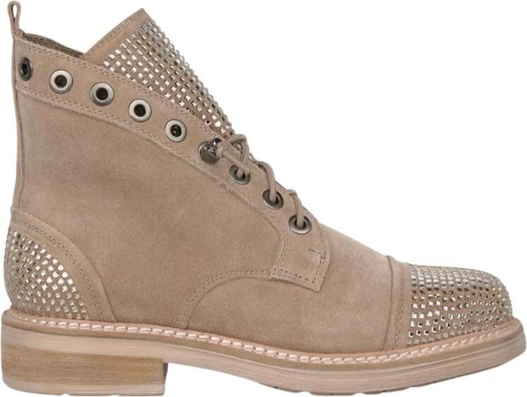 Alma en Pena Enkellaarsjes met glitter en veters Brown Dames