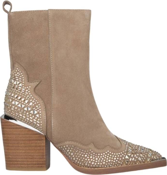 Alma en Pena Enkellaarsjes met strass Beige Dames