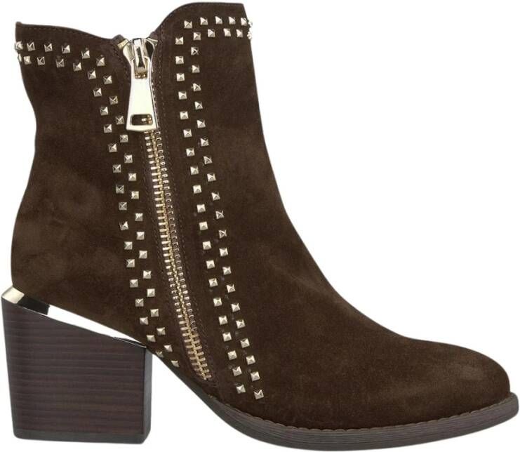 Alma en Pena Enkellaarsjes studs ritssluiting Brown Dames