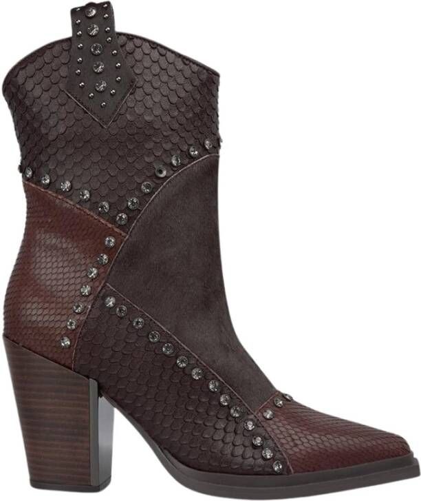 Alma en Pena Enkellaarzen met studs en details Brown Dames