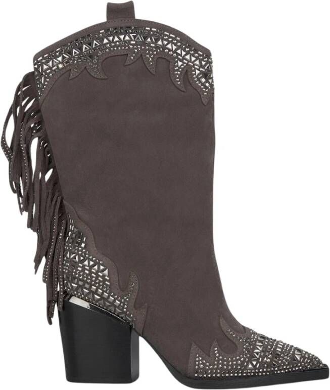 Alma en Pena Fringe blokhak laars Gray Dames