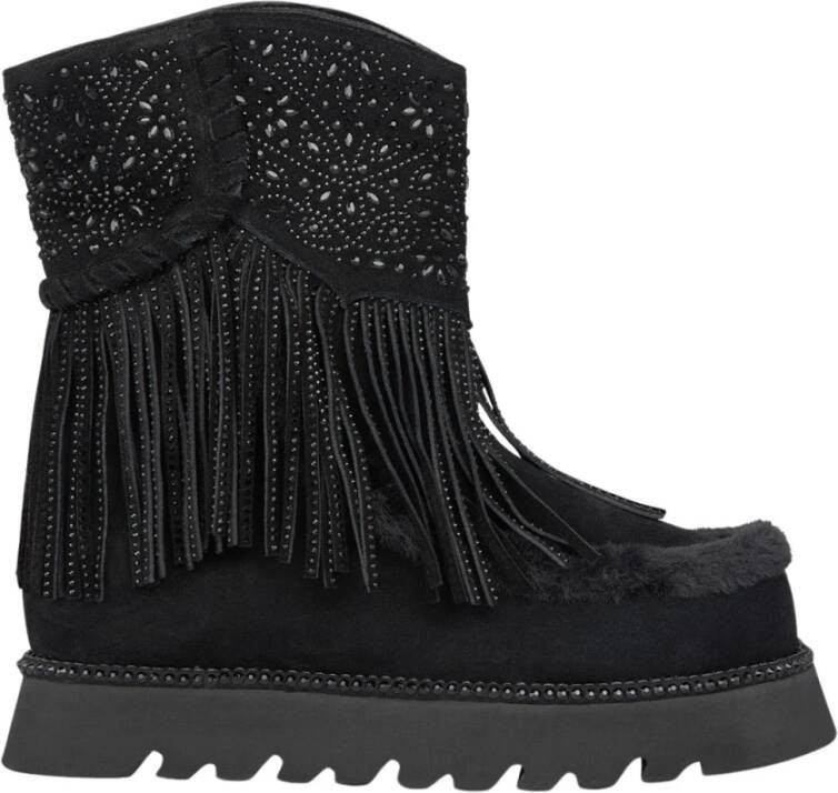 Alma en Pena Fringe bootie voor vrouwen Black Dames