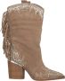 Alma en Pena Fringed Blokhak Laars Beige Dames - Thumbnail 1