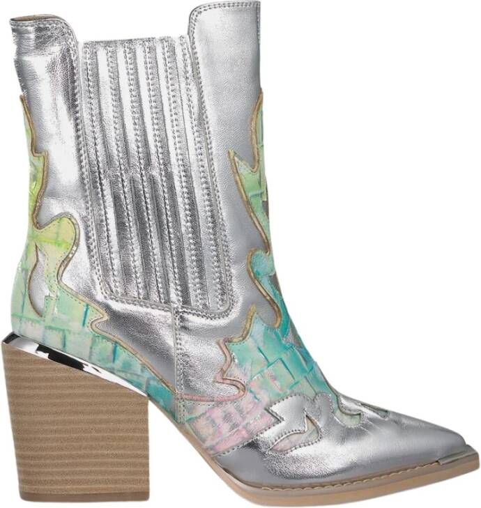 Alma en Pena Geborduurde Cowboy Enkellaars Gray Dames