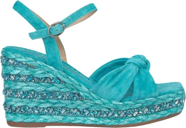 Alma en Pena Geknoopte sandaal met kralenwig Blue Dames