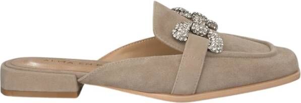 Alma en Pena Gesp Rhinestone Platte Muiltjes Gray Dames