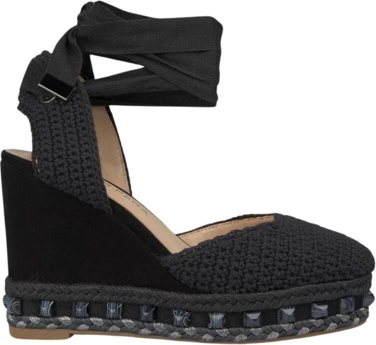 Alma en Pena Gevlochten Leren Sleehak Sandalen Black Dames