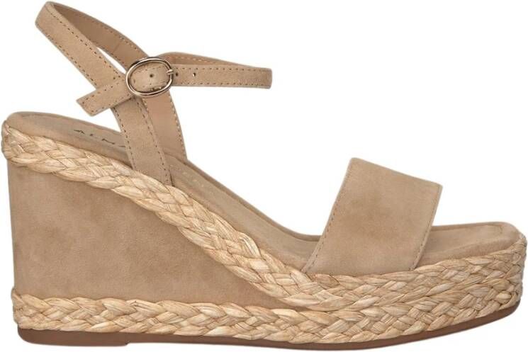 Alma en Pena Gevlochten Sleehak Sandaal Beige Dames