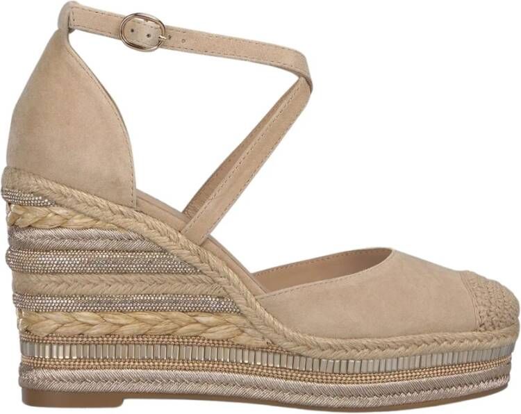 Alma en Pena Gevlochten Sleehak Sandaal Beige Dames