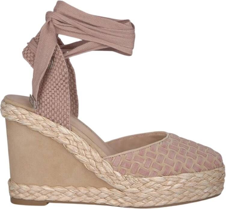 Alma en Pena Gevlochten Sleehak Sandaal Beige Dames