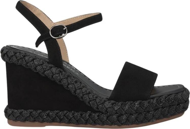 Alma en Pena Gevlochten Wedge Heel Sandaal Black Dames