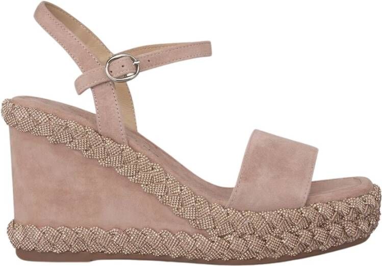 Alma en Pena Gevlochten Wedge Heel Sandal Pink Dames